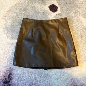 abercrombie brown leather mini skort size S